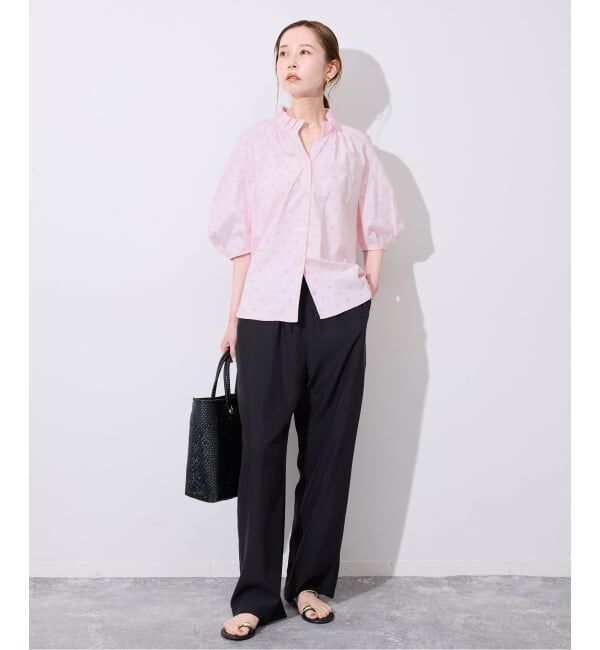 SLOBE IENA「《WEB・一部店舗限定》フラワー刺繍5分袖ブラウス」|シャツ・ブラウス|