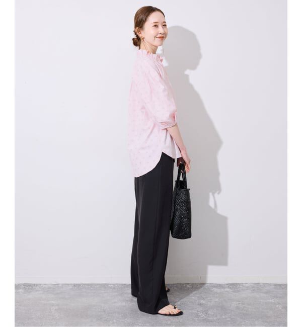 SLOBE IENA「《WEB・一部店舗限定》フラワー刺繍5分袖ブラウス」|シャツ・ブラウス|