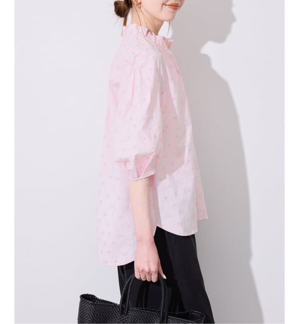 SLOBE IENA「《WEB・一部店舗限定》フラワー刺繍5分袖ブラウス」|シャツ・ブラウス|