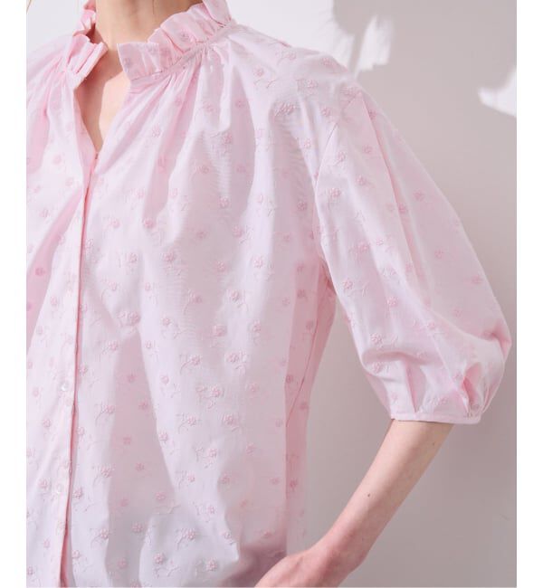 SLOBE IENA「《WEB・一部店舗限定》フラワー刺繍5分袖ブラウス」|シャツ・ブラウス|