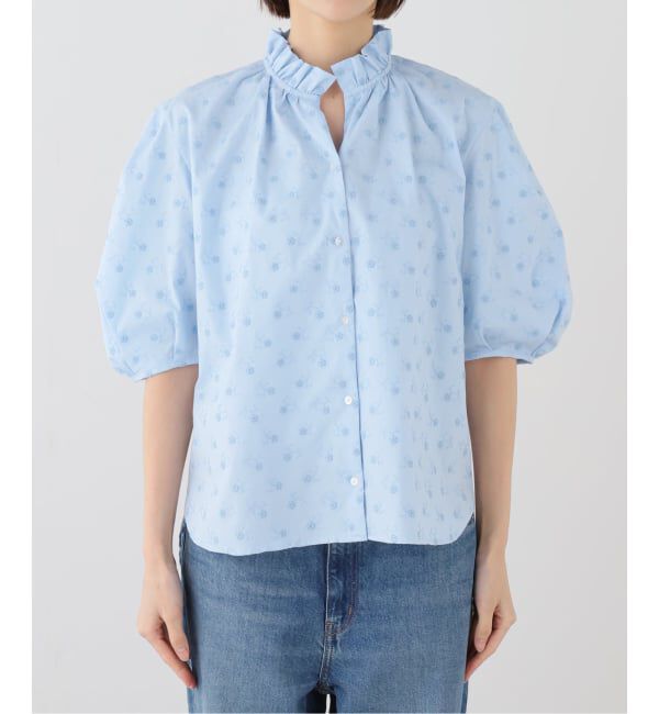 SLOBE IENA「《WEB・一部店舗限定》フラワー刺繍5分袖ブラウス」|シャツ・ブラウス|