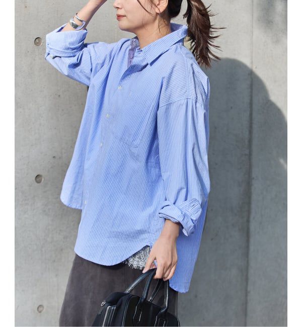 JOURNAL STANDARD「《追加》【LANCER CLOTHING CORPORATION】 オーバーFITストライプシャツ」|シャツ・ブラウス|ブルー B