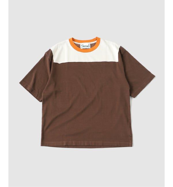 J.S.Homestead「Stead / ブロック オーバー ヨーク Tシャツ」|Tシャツ・カットソー|ブラウン