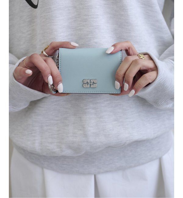 U by SPICK&SPAN「GANNI/ ガニー Ganni Bou Flap Card Holder Strass」|名刺入れ・カードケース|サックスブルー