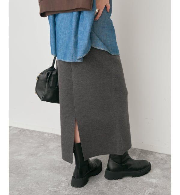 Spick and Span「《追加》ミラノリブニットスカート」|スカート|グレー