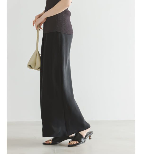 NOBLE「《新色・追加》キュプラサテンナローAラインスカート」|スカート|ブラック