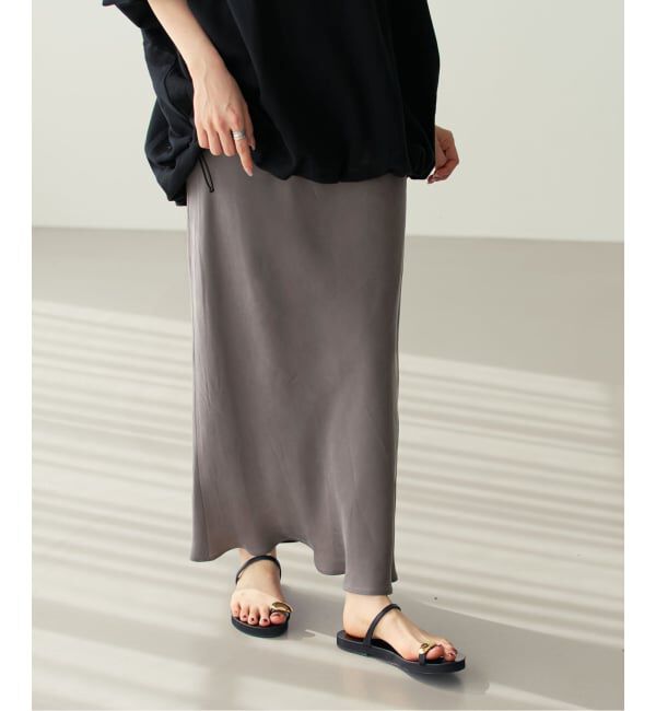 NOBLE「《新色・追加》キュプラサテンナローAラインスカート」|スカート|