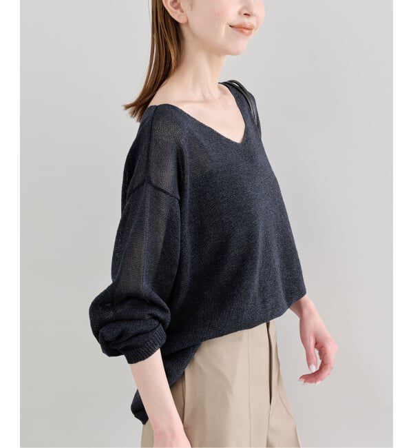 U by SPICK&SPAN「《予約》ペーパーヤーン2WAYプルオーバー」|ニット・セーター|