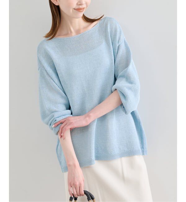 U by SPICK&SPAN「《予約》ペーパーヤーン2WAYプルオーバー」|ニット・セーター|ブルー A