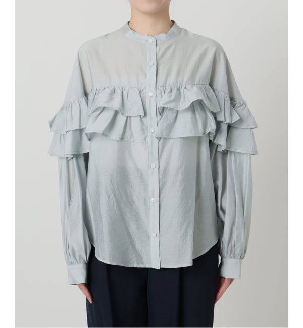  「【洗える】ダブルフリルシャツ」|シャツ・ブラウス|