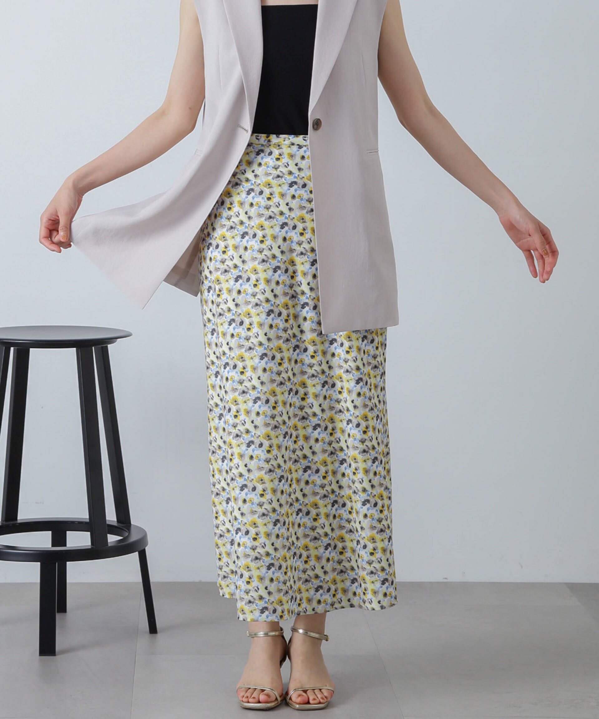 nano･universe「ボカシプリントロングスカート」|スカート|