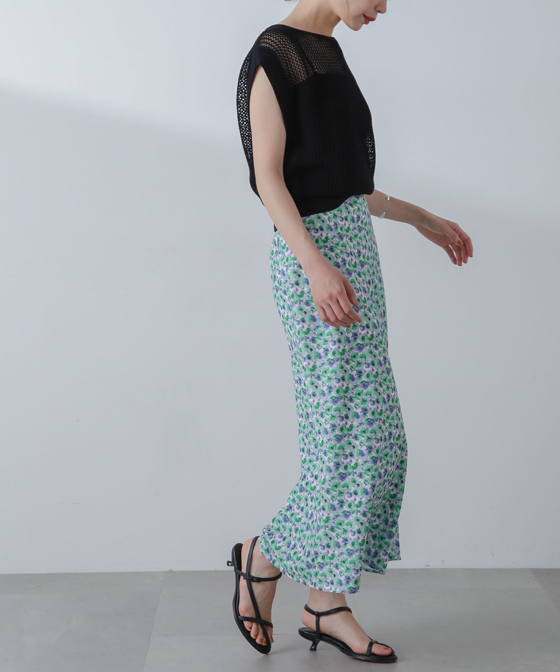 nano･universe「ボカシプリントロングスカート」|スカート|