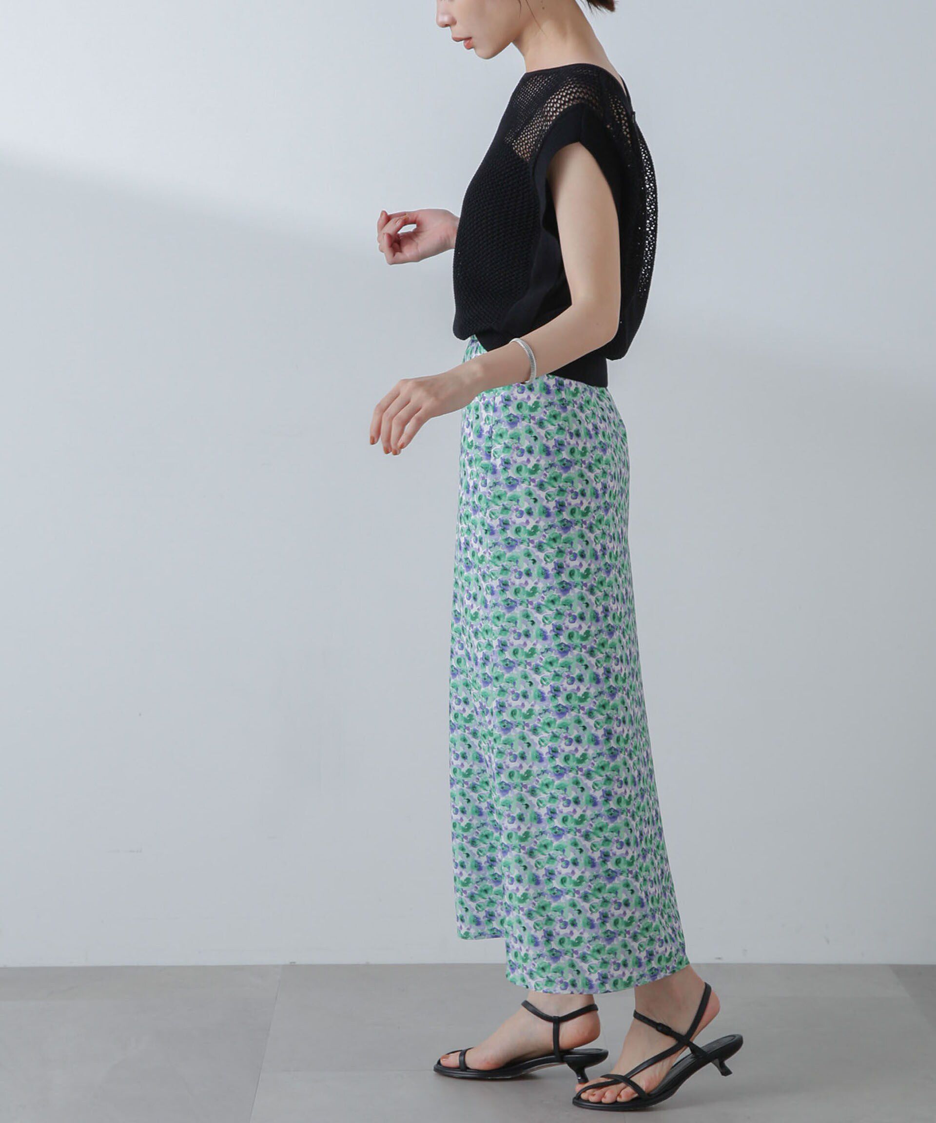 nano･universe「ボカシプリントロングスカート」|スカート|