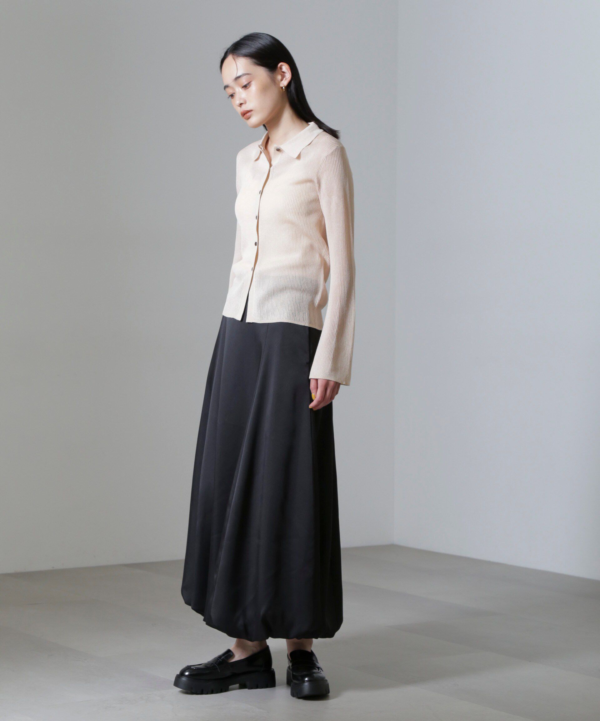 nano･universe「シアーブライトリブ衿付きカーディガン」|ニット・セーター|