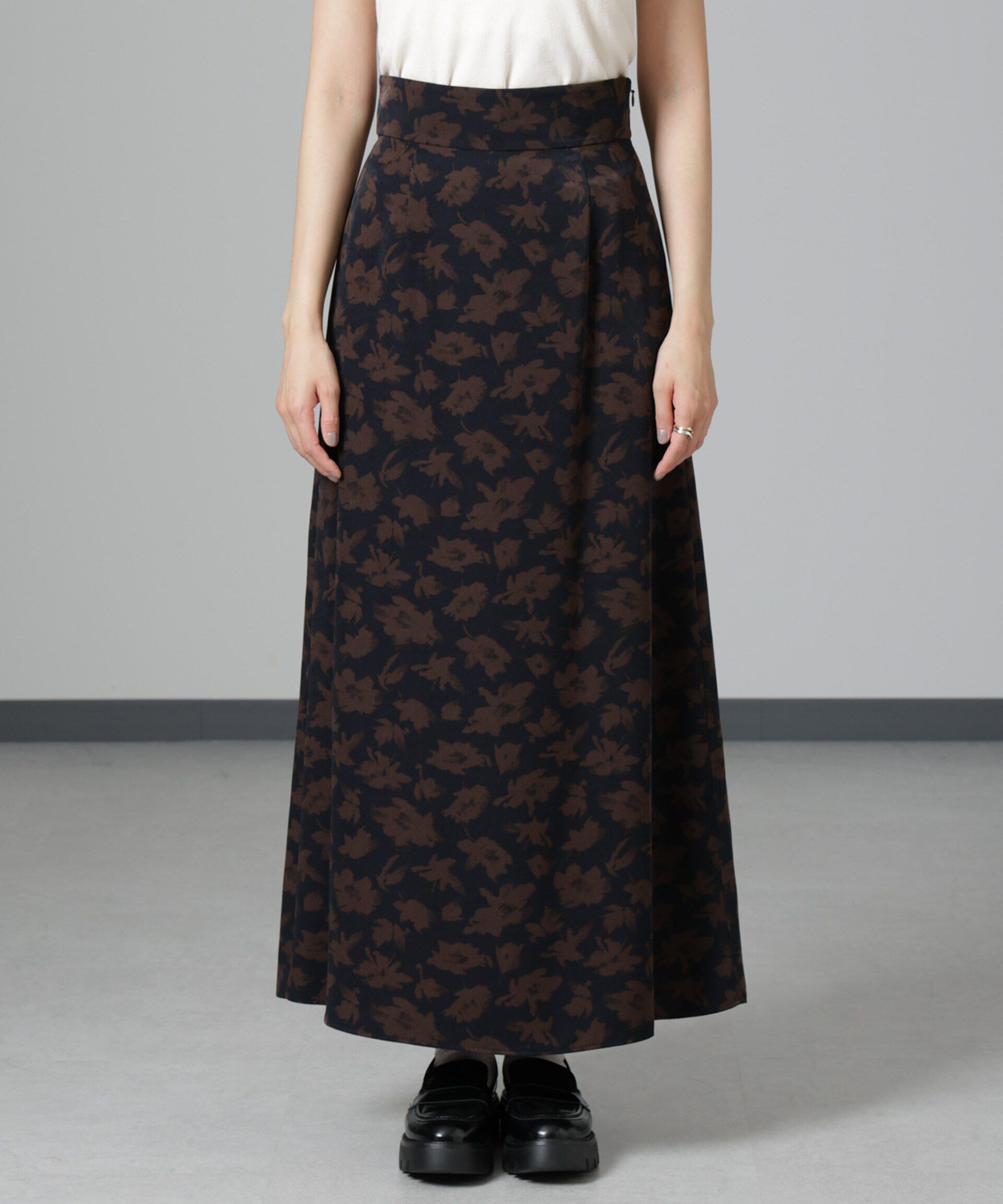 nano･universe「フラワープリントマキシスカート」|スカート|