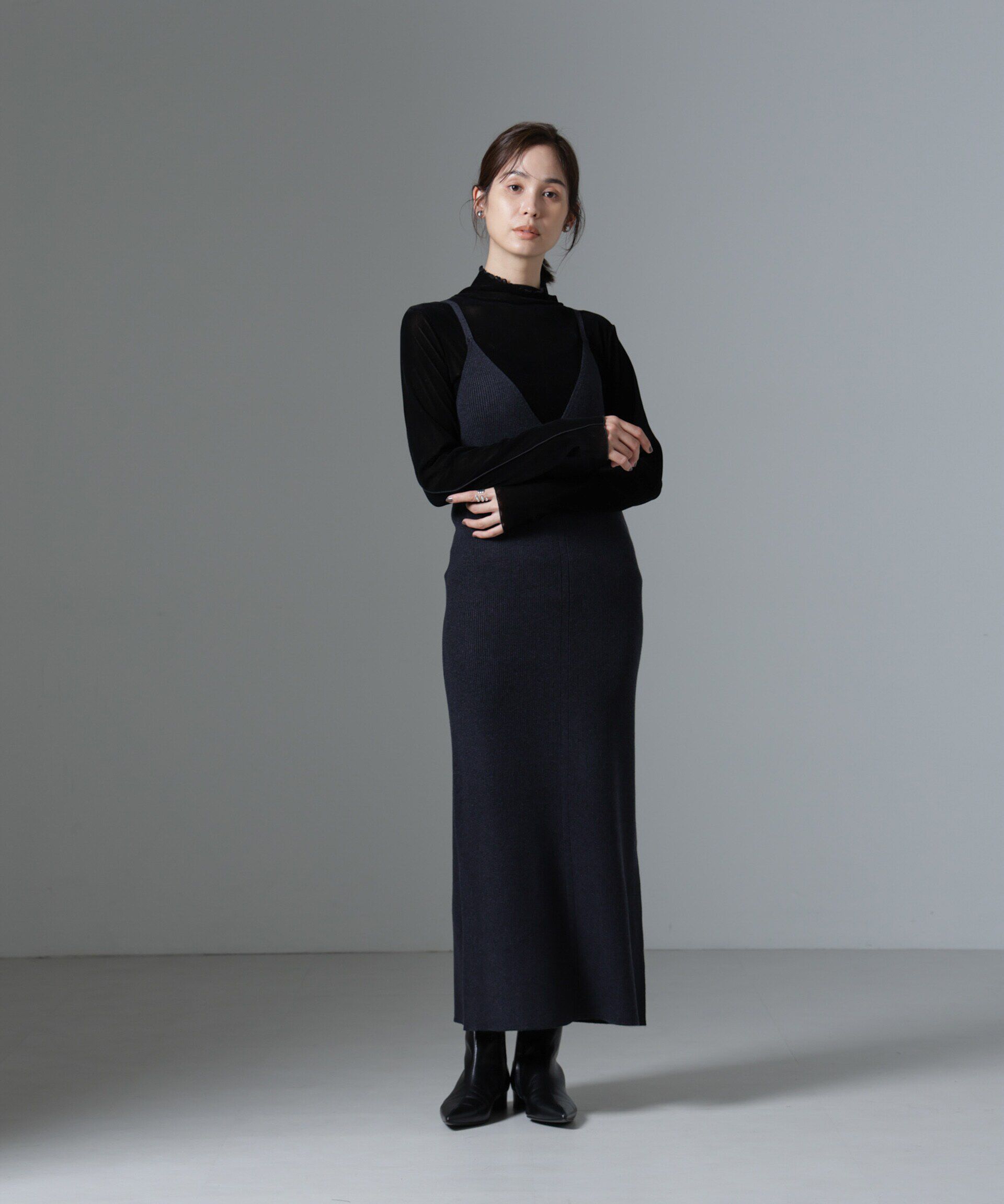 nano･universe「ニットキャミワンピース+ニットポロカーディガンSET」|ワンピース|