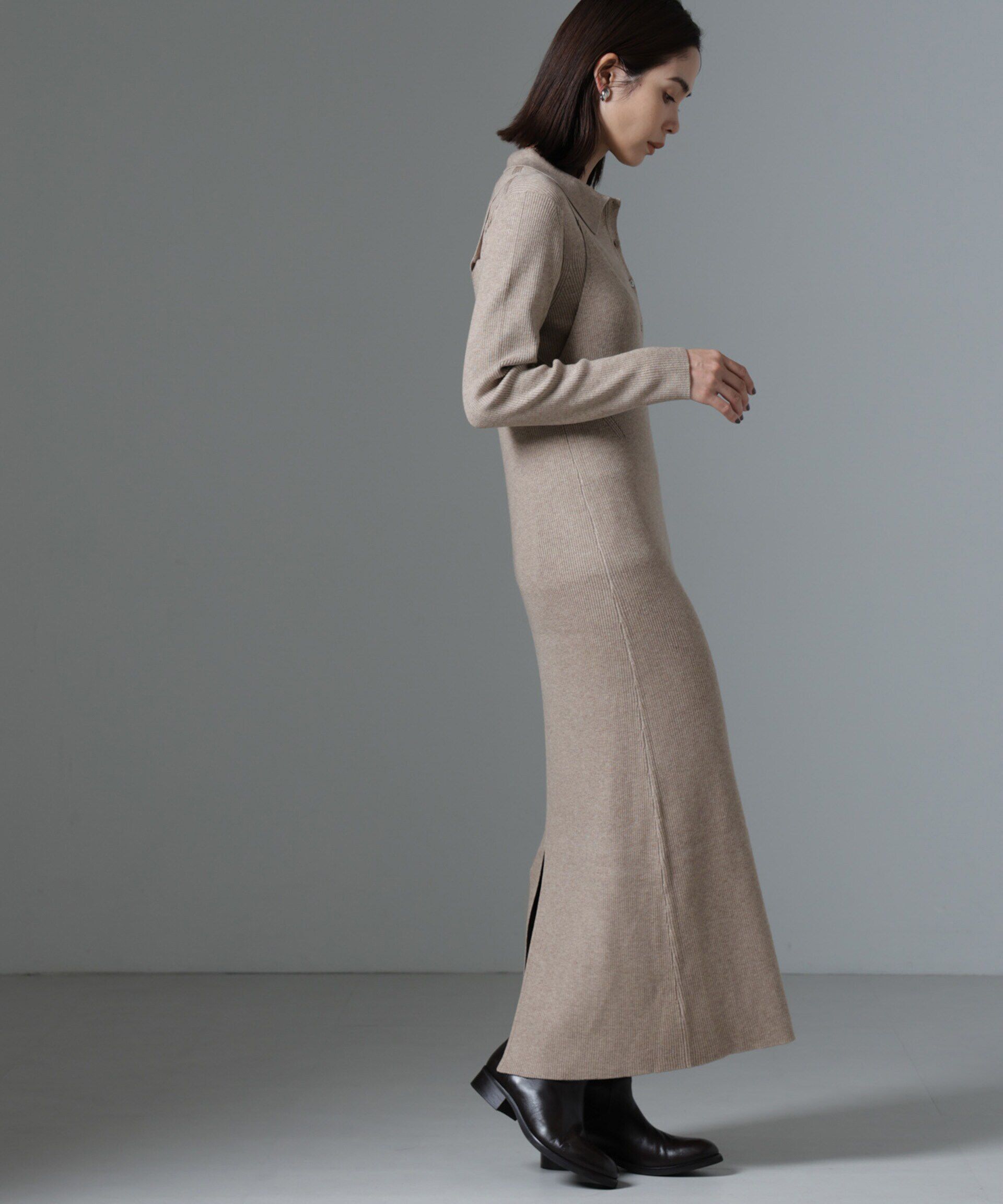 nano･universe「ニットキャミワンピース+ニットポロカーディガンSET」|ワンピース|