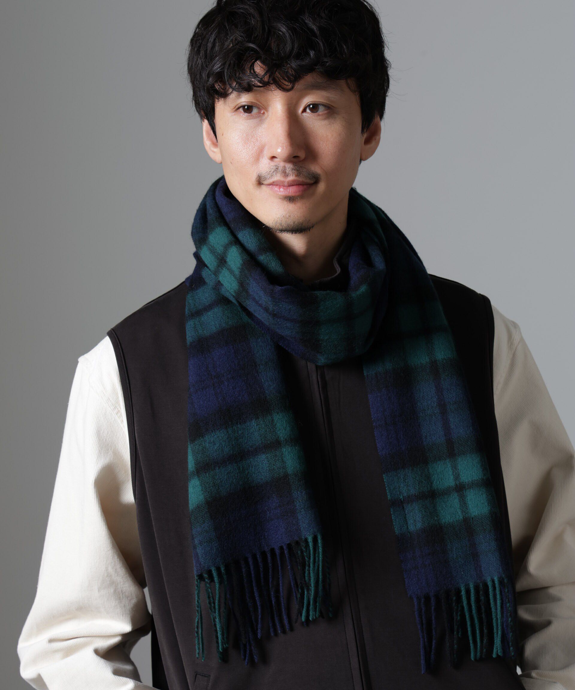 nano･universe「ソフトカシミヤブレンドチェックマフラー」|マフラー|