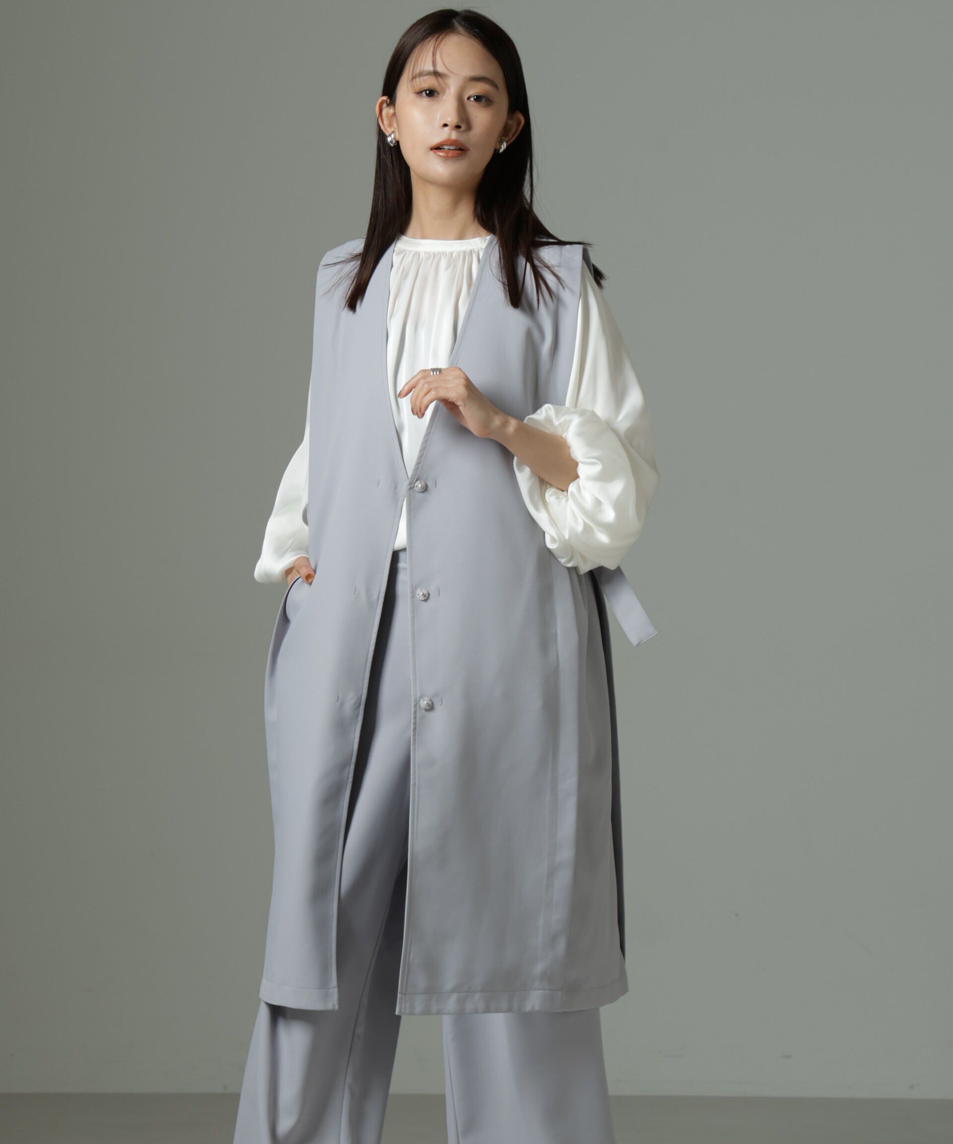 nano･universe「サイドベルトロングジレ（セットアップ可）」|テーラードジャケット|