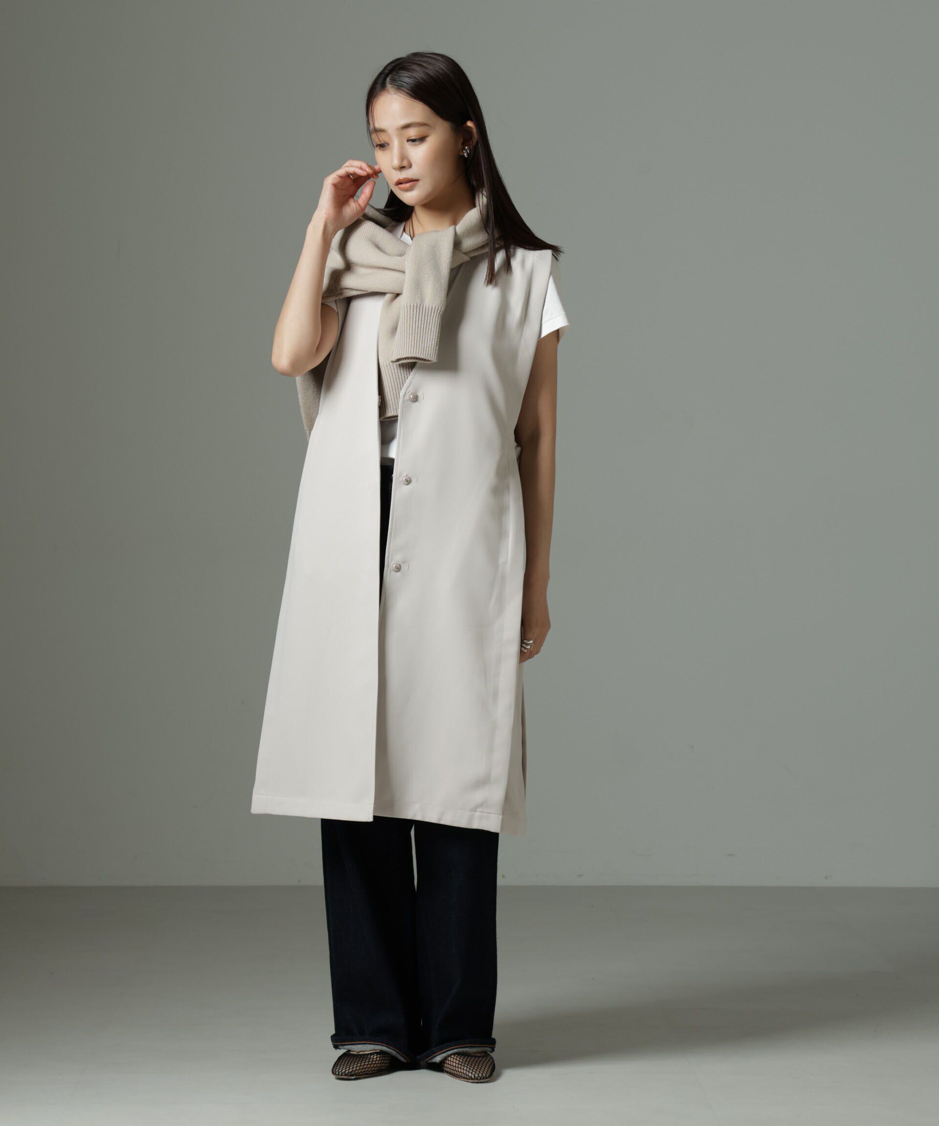 nano･universe「サイドベルトロングジレ（セットアップ可）」|テーラードジャケット|