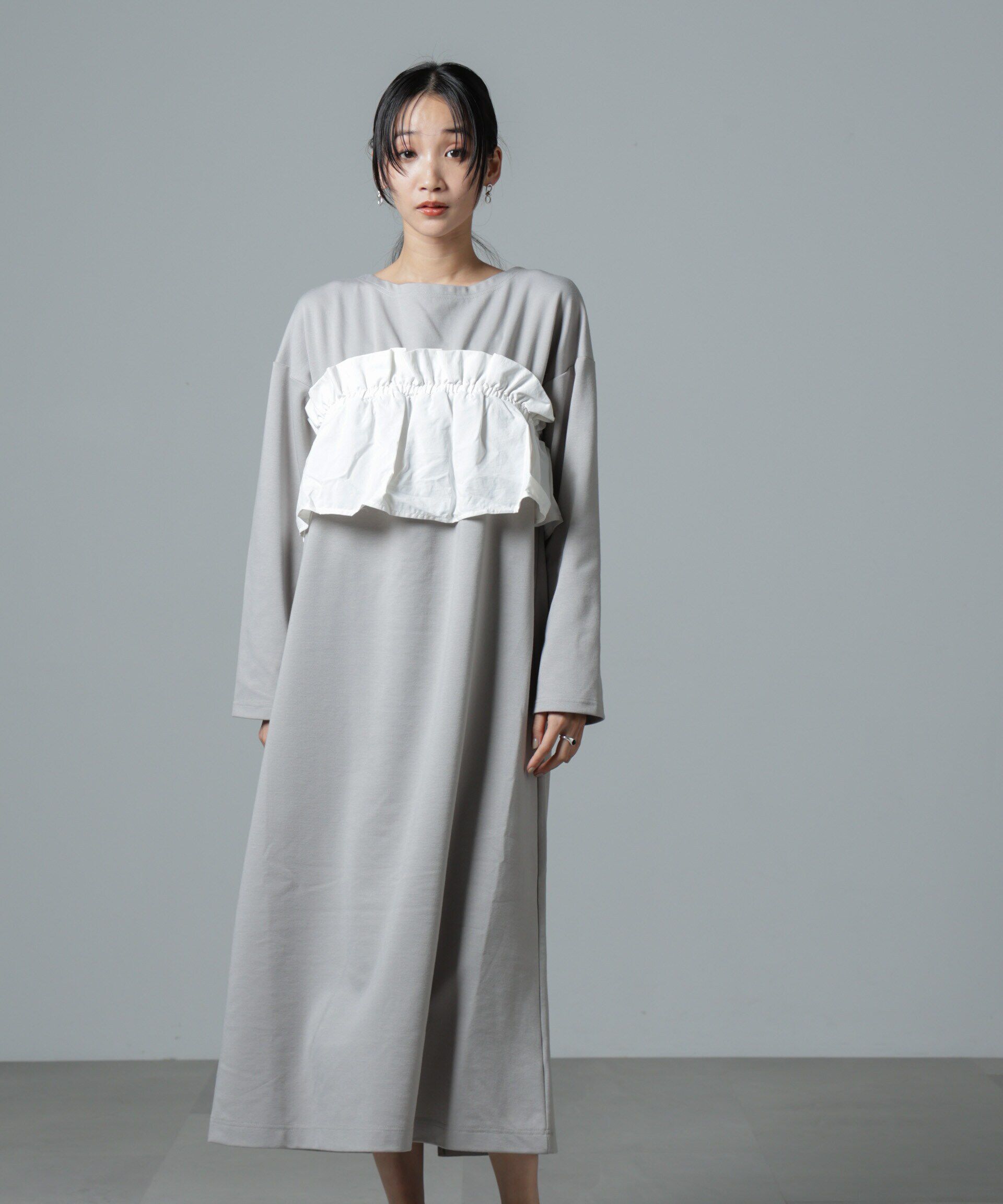 nano･universe「ビスチェレイヤード風カットワンピース」|ワンピース|グレー