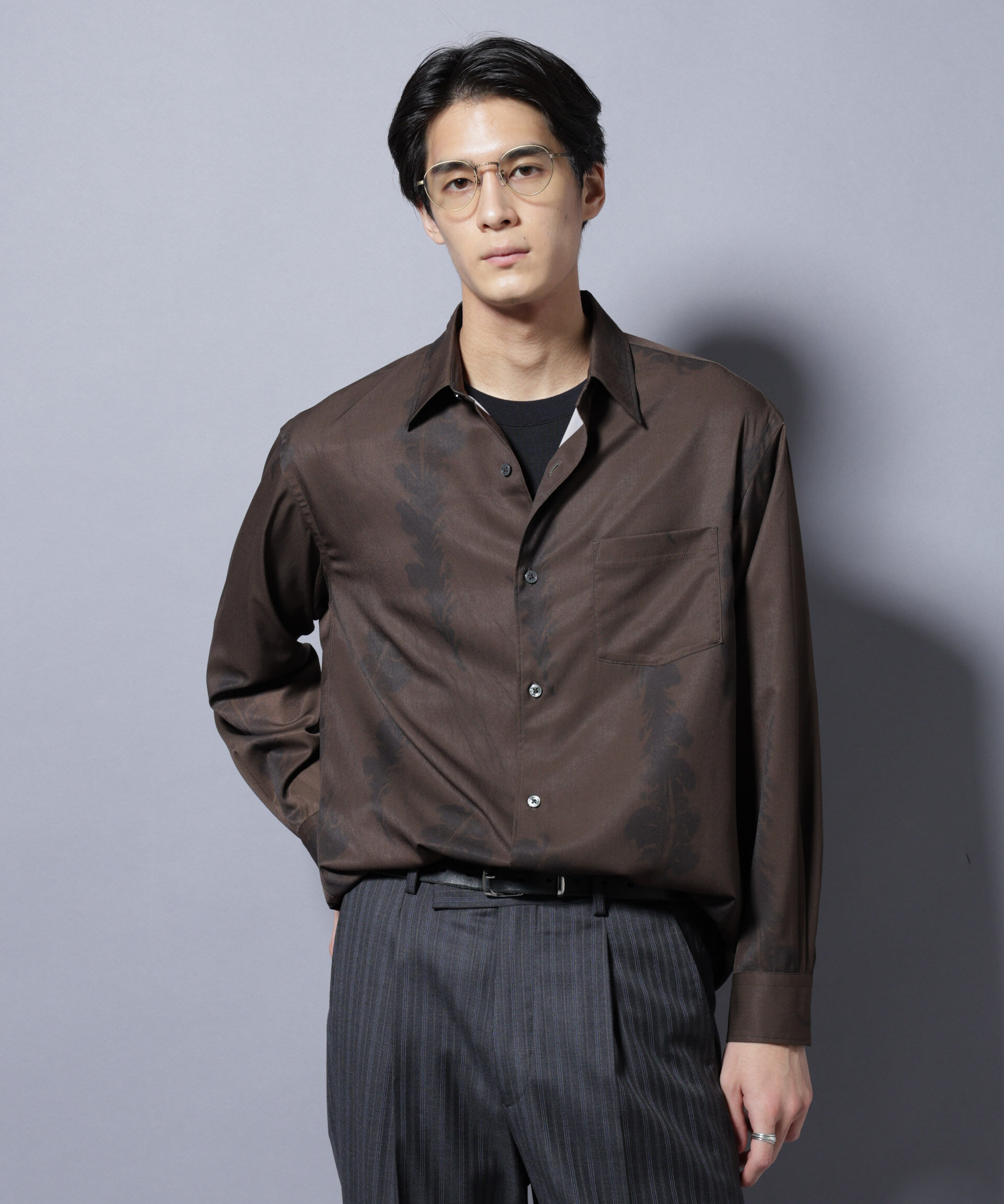 nano･universe「「EDITORIAL PRINT」シルキータッチシャツ」|シャツ・ブラウス|パターン21