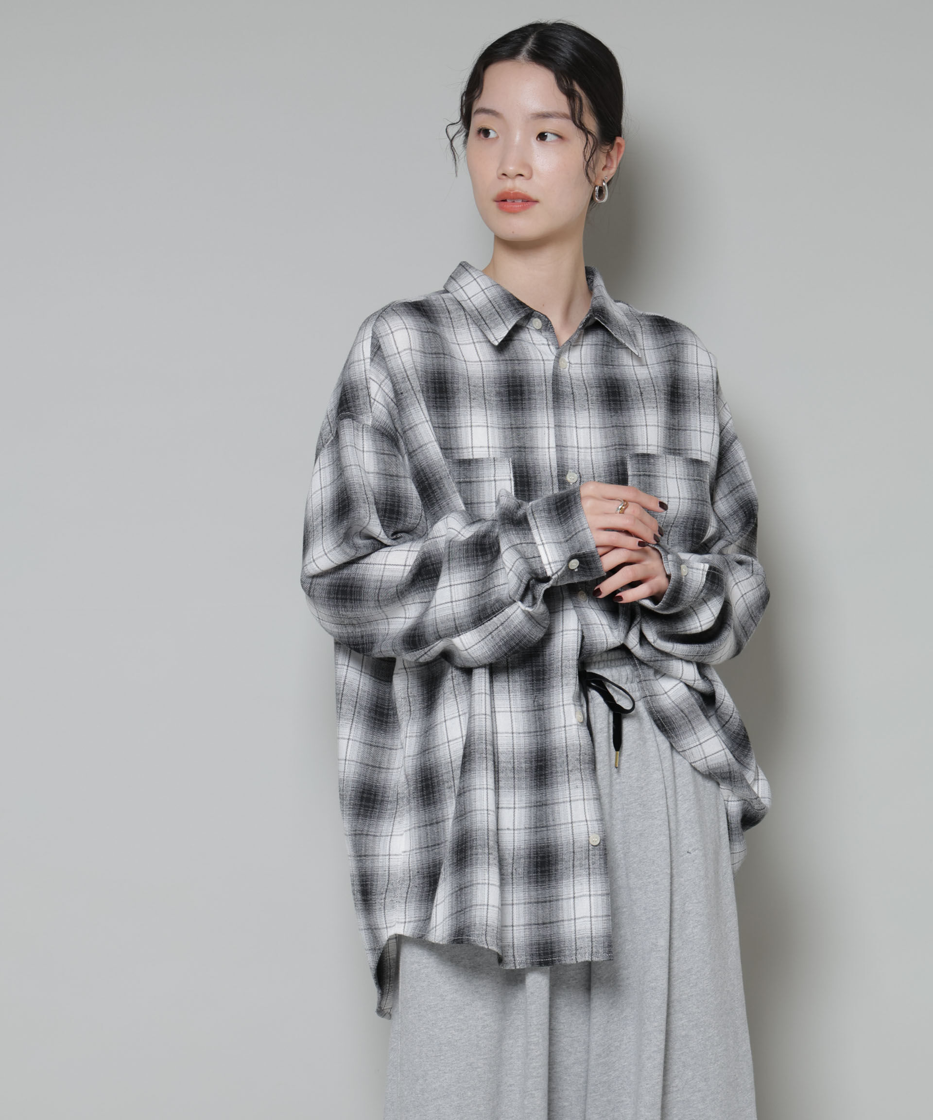nano･universe「オーバーサイズチェックシャツ」|シャツ・ブラウス|