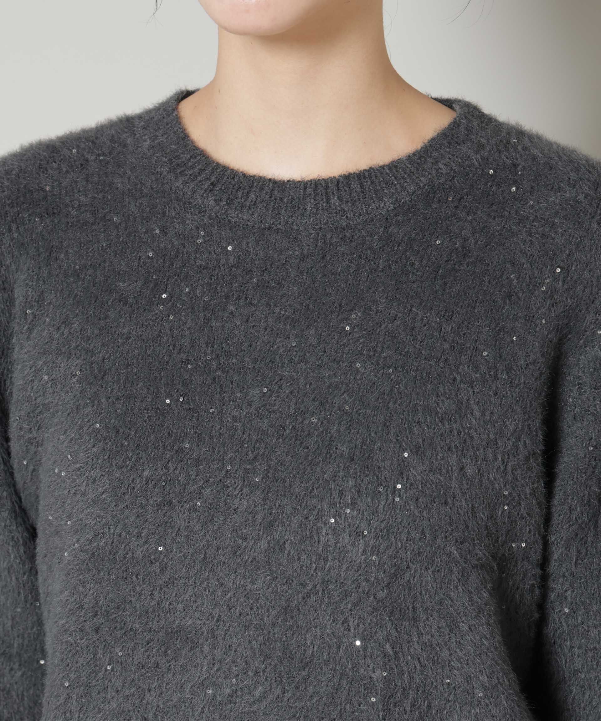 nano･universe「スパンコールフェザーニットプルオーバー」|ニット・セーター|