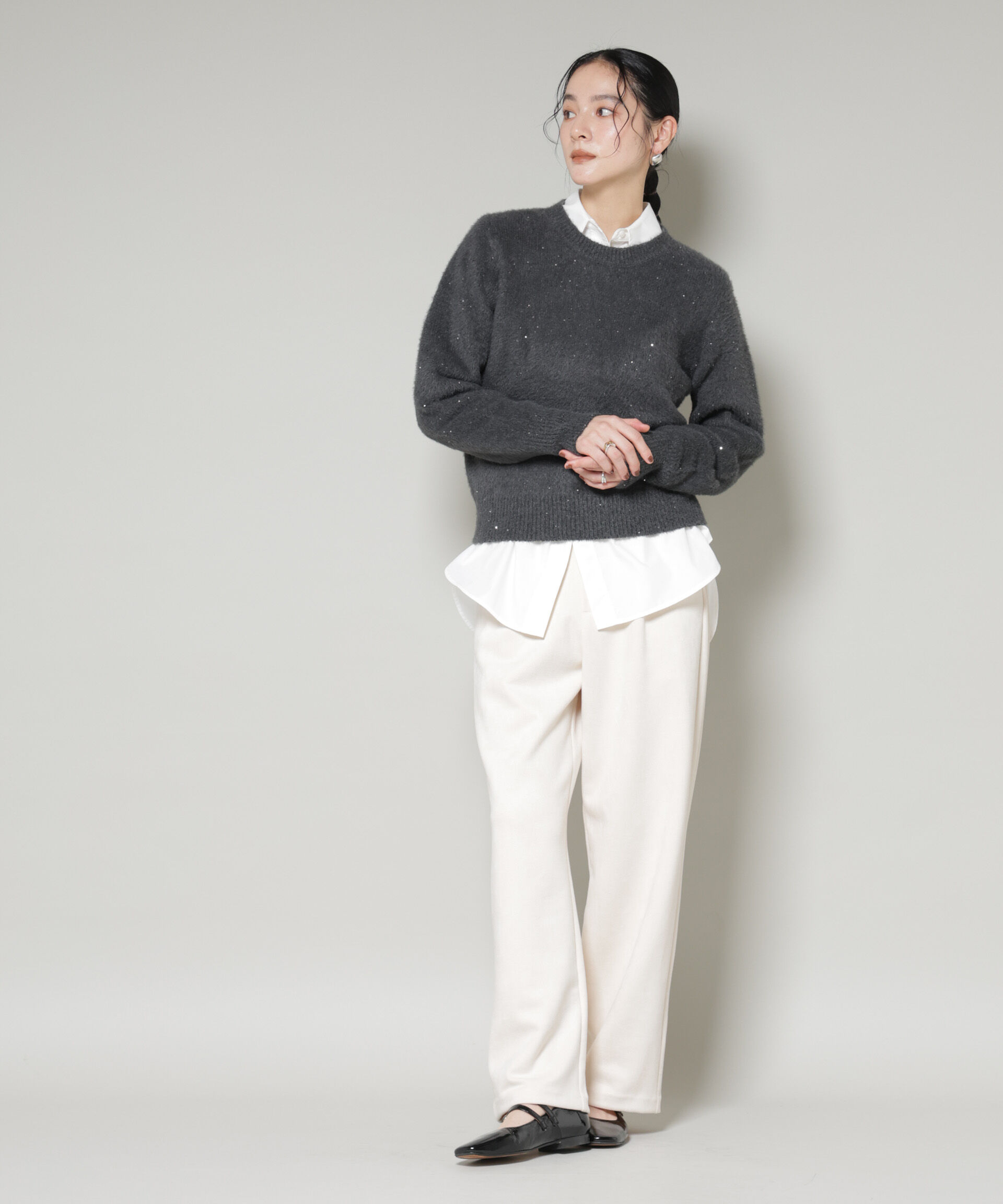 nano･universe「スパンコールフェザーニットプルオーバー」|ニット・セーター|