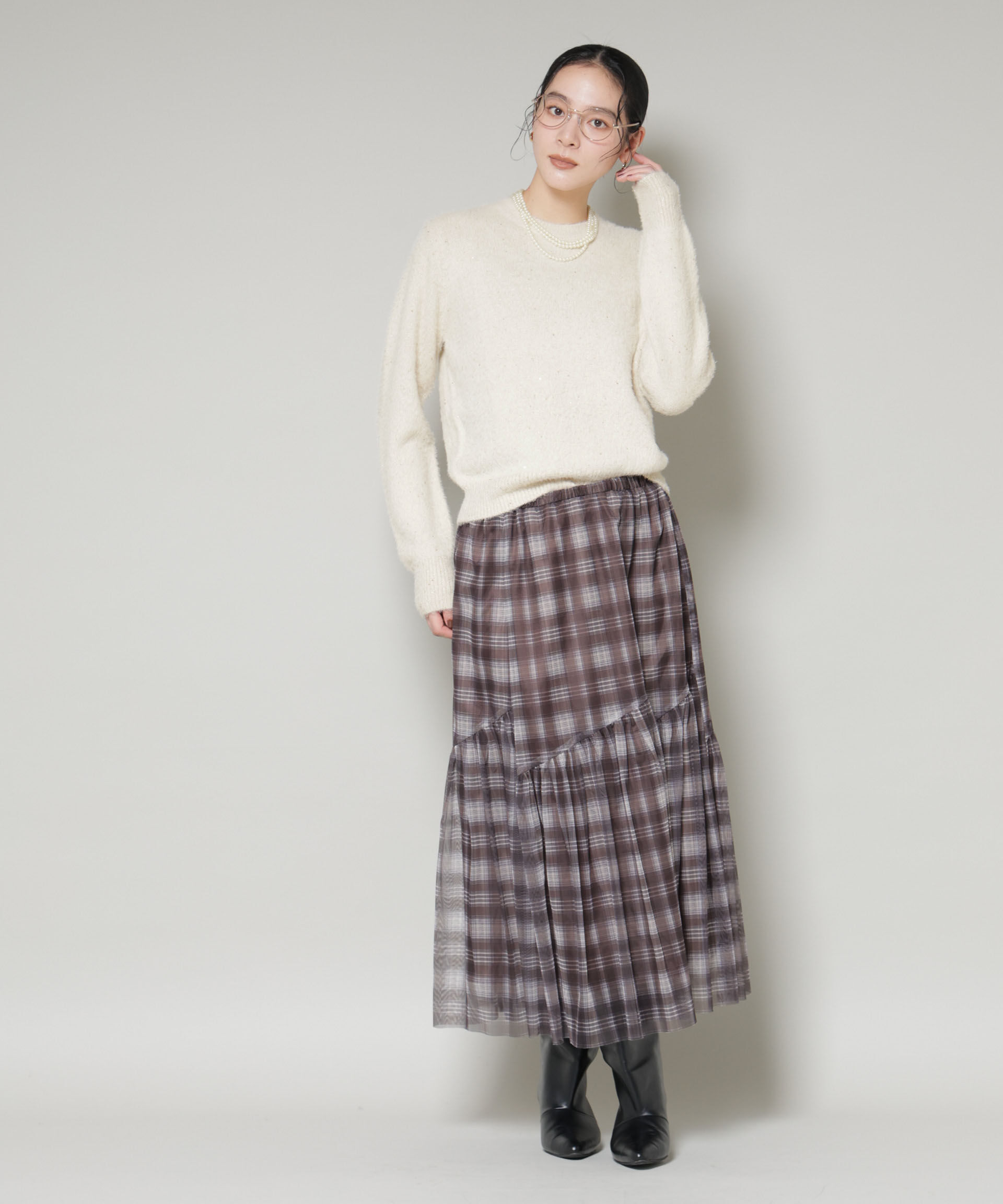 nano･universe「スパンコールフェザーニットプルオーバー」|ニット・セーター|