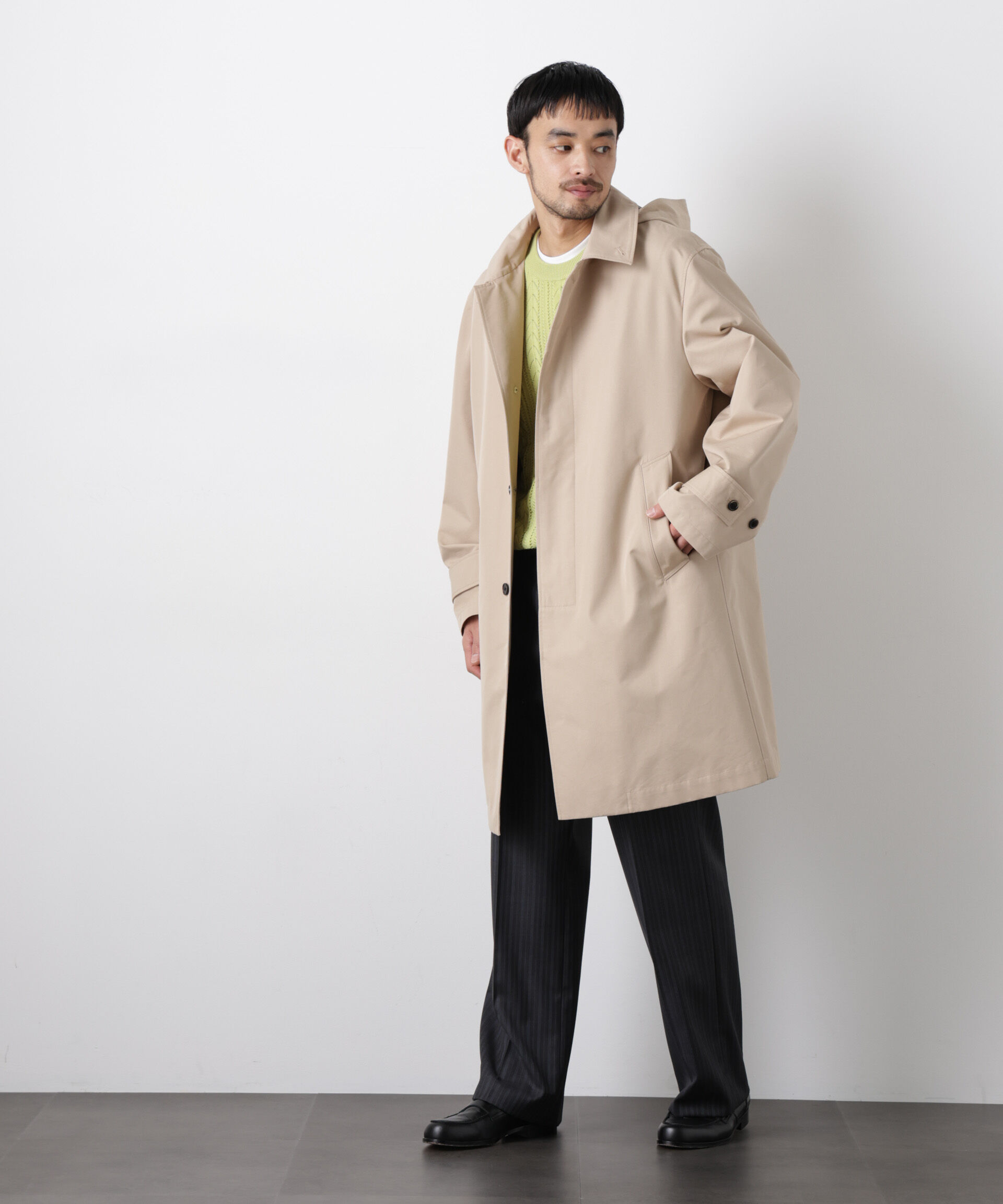 nano･universe「フーデッドステンカラーコート｢WARP PRINT｣ライニング」|その他|