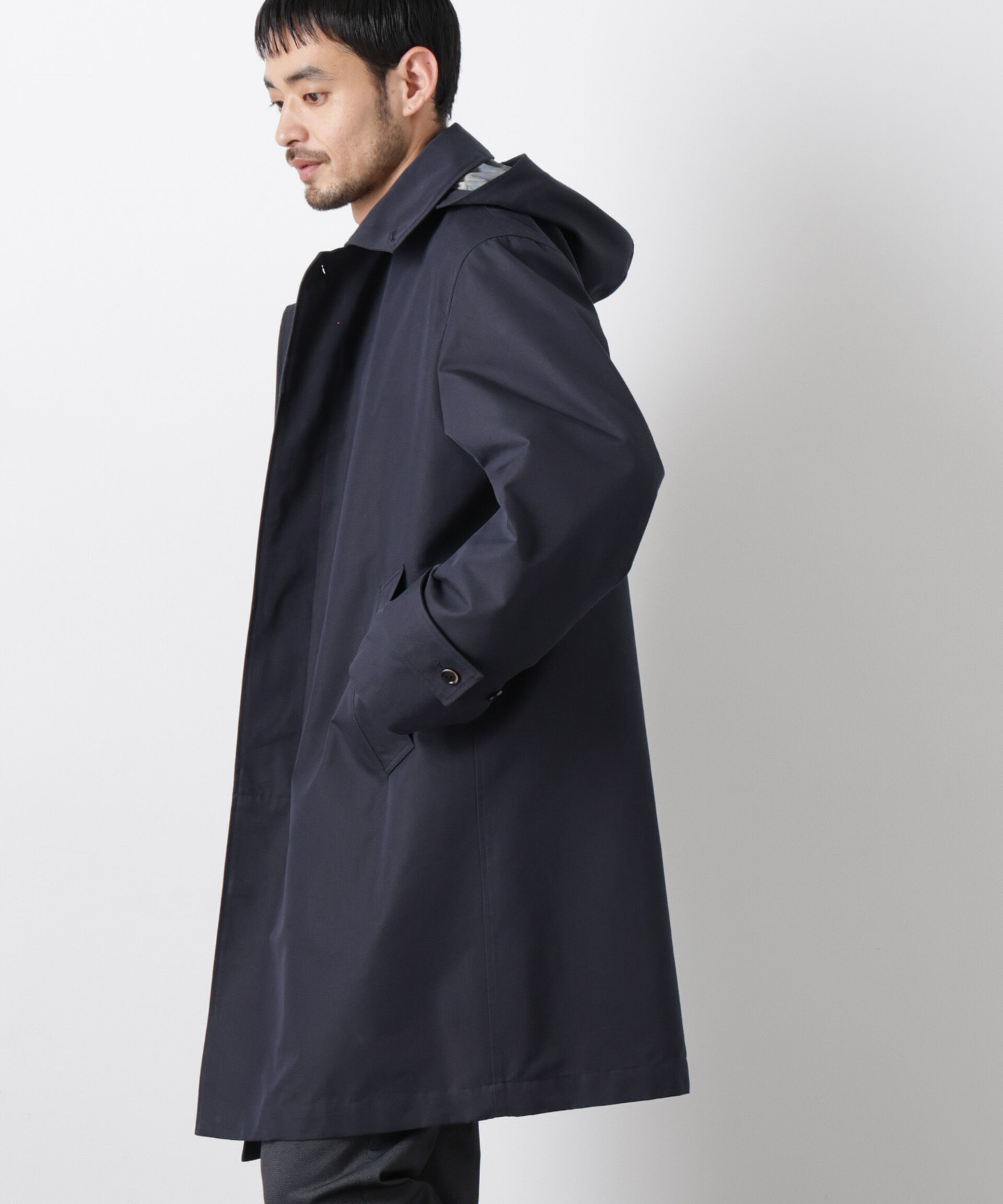 nano･universe「フーデッドステンカラーコート｢WARP PRINT｣ライニング」|その他|