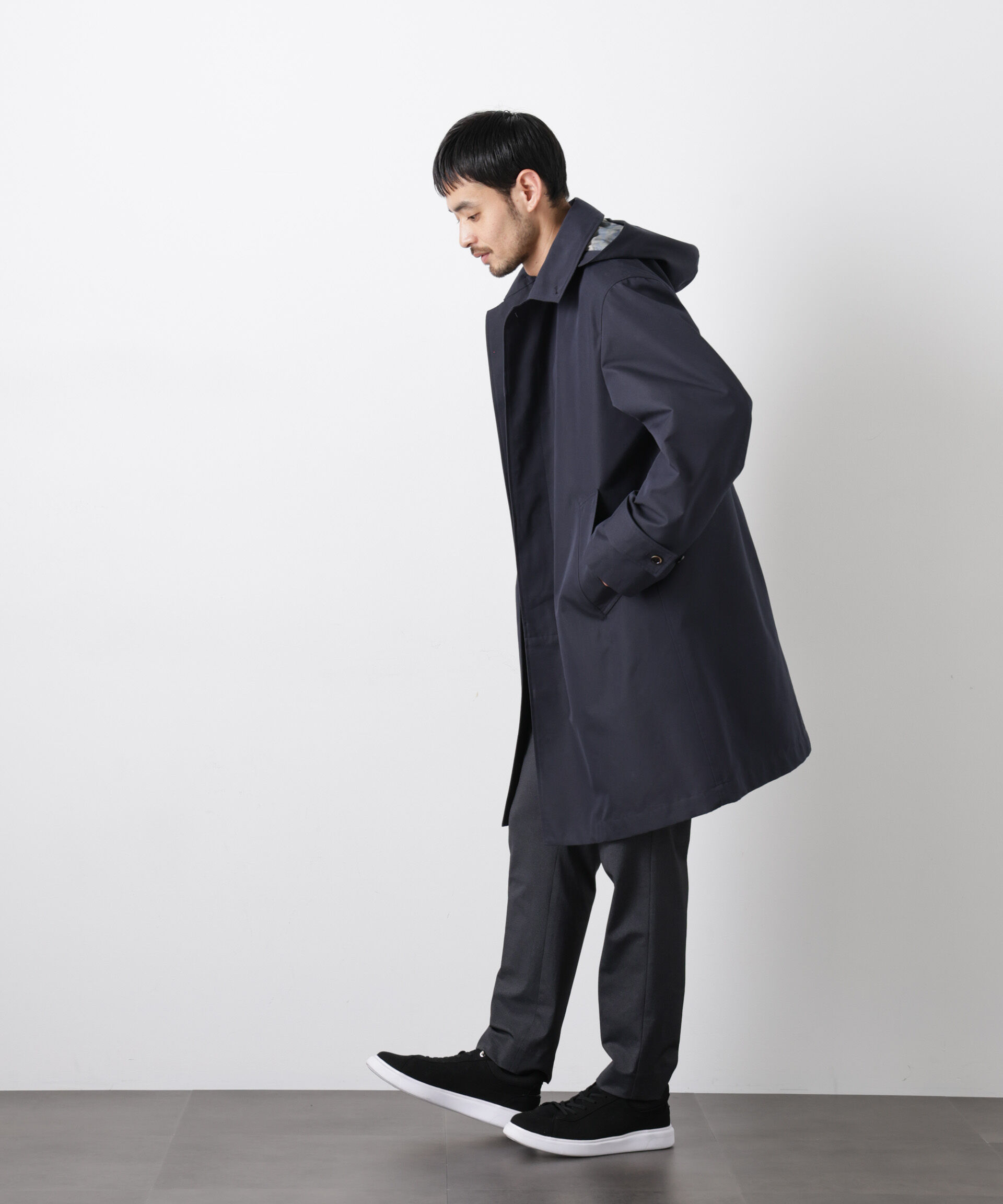 nano･universe「フーデッドステンカラーコート｢WARP PRINT｣ライニング」|その他|