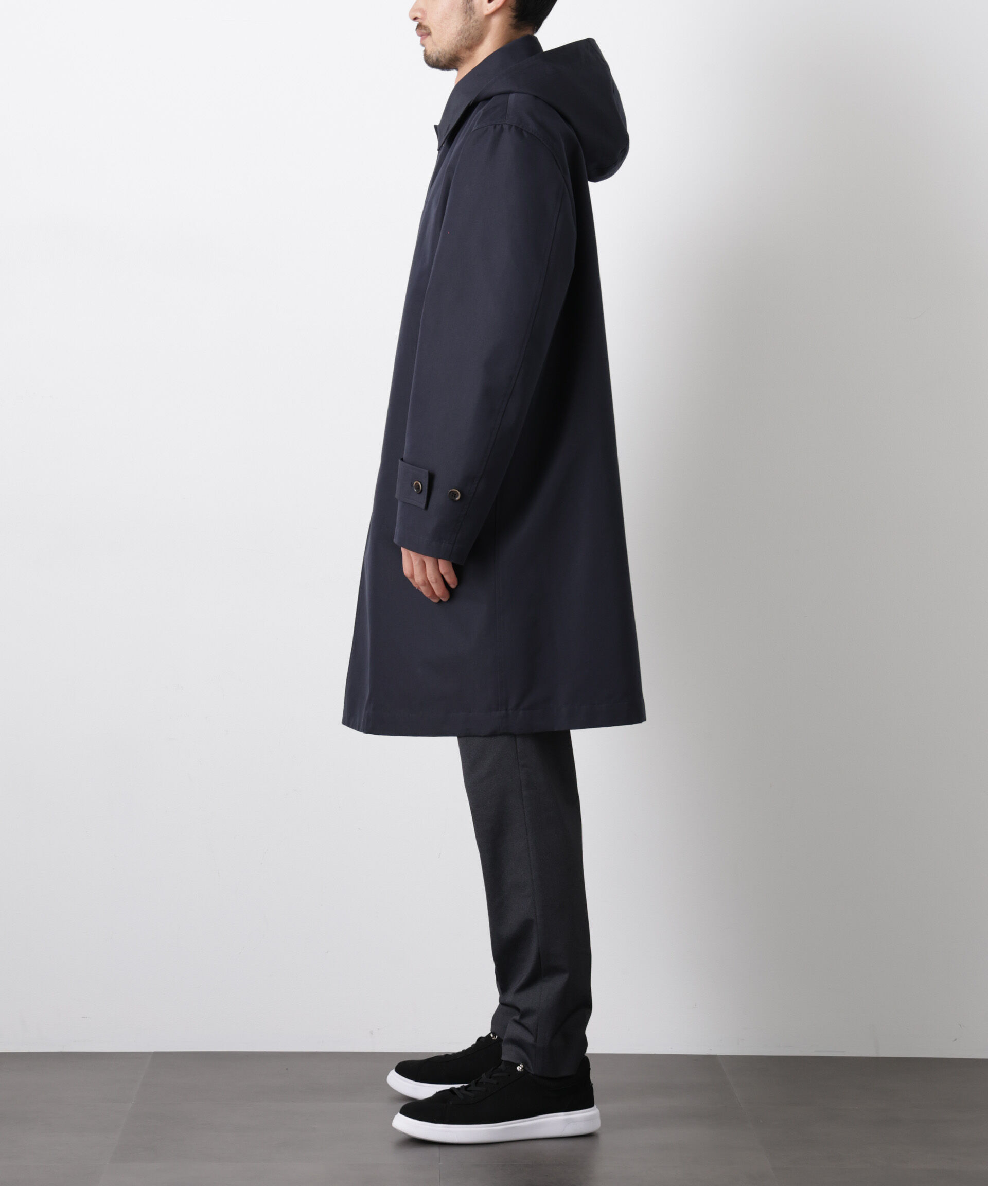 nano･universe「フーデッドステンカラーコート｢WARP PRINT｣ライニング」|その他|