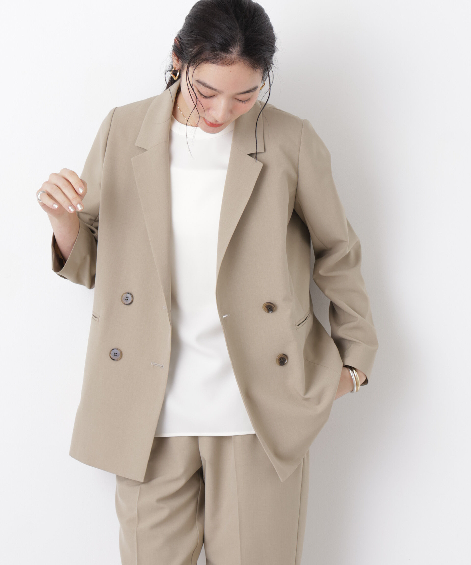 nano･universe「ライトファンクション ダブルジャケット(セットアップ可)」|テーラードジャケット|