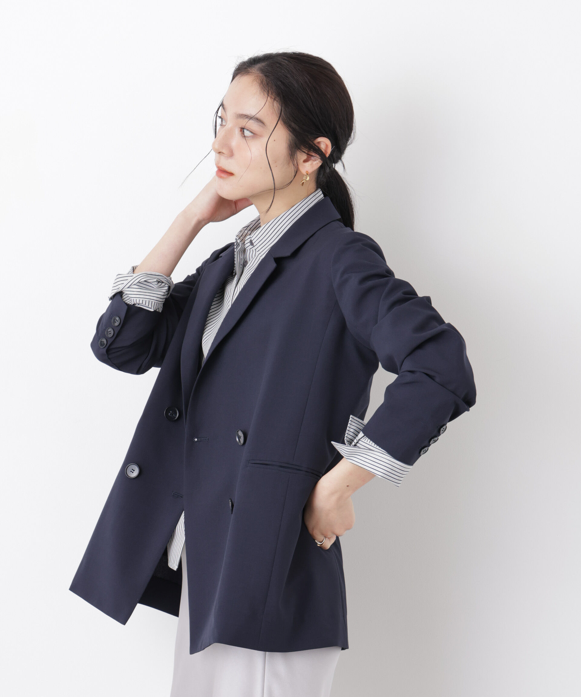 nano･universe「ライトファンクション ダブルジャケット(セットアップ可)」|テーラードジャケット|