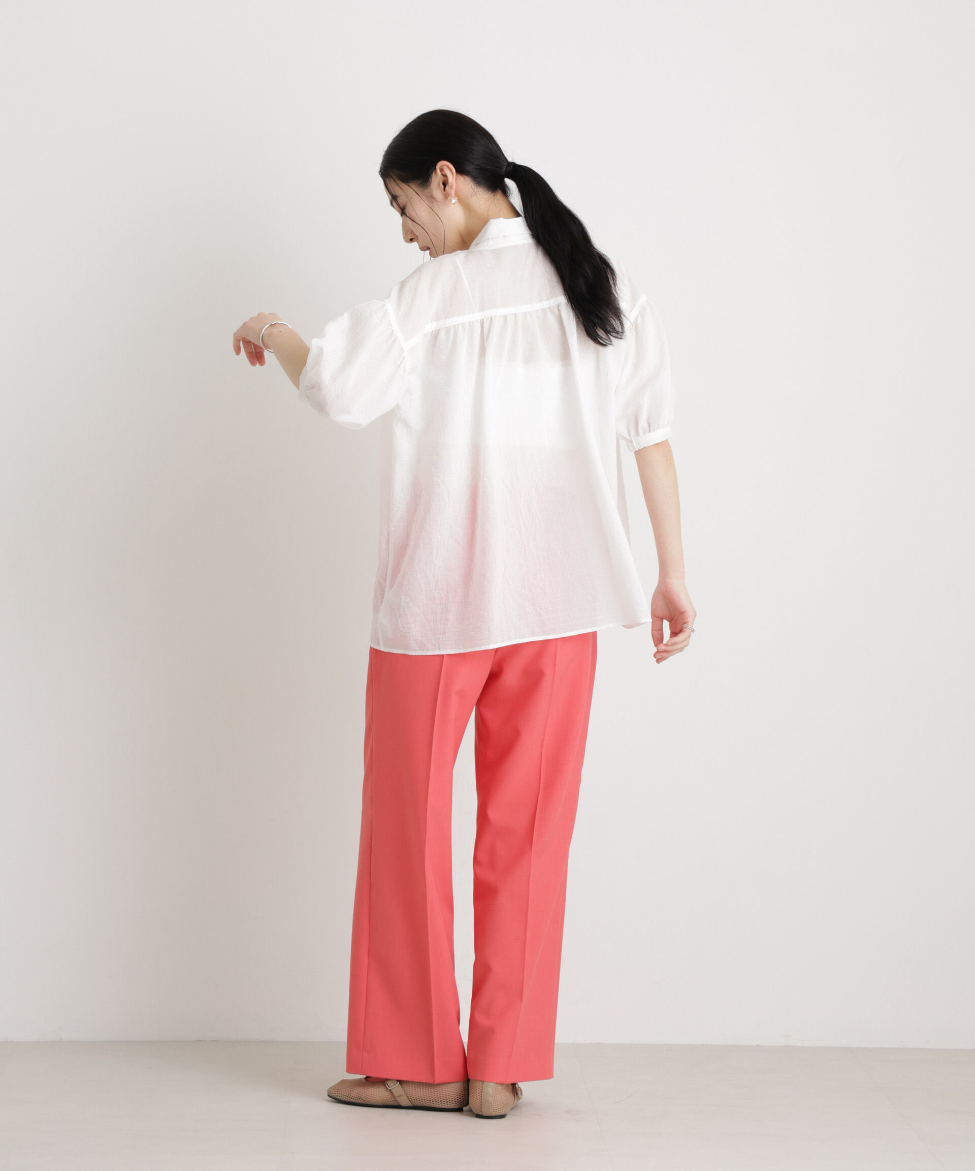 nano･universe「シアーストライプボウタイブラウス」|シャツ・ブラウス|