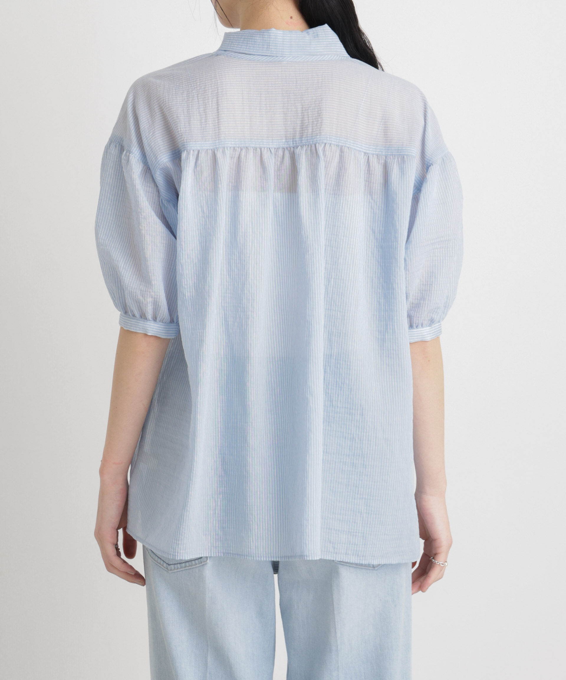 nano･universe「シアーストライプボウタイブラウス」|シャツ・ブラウス|