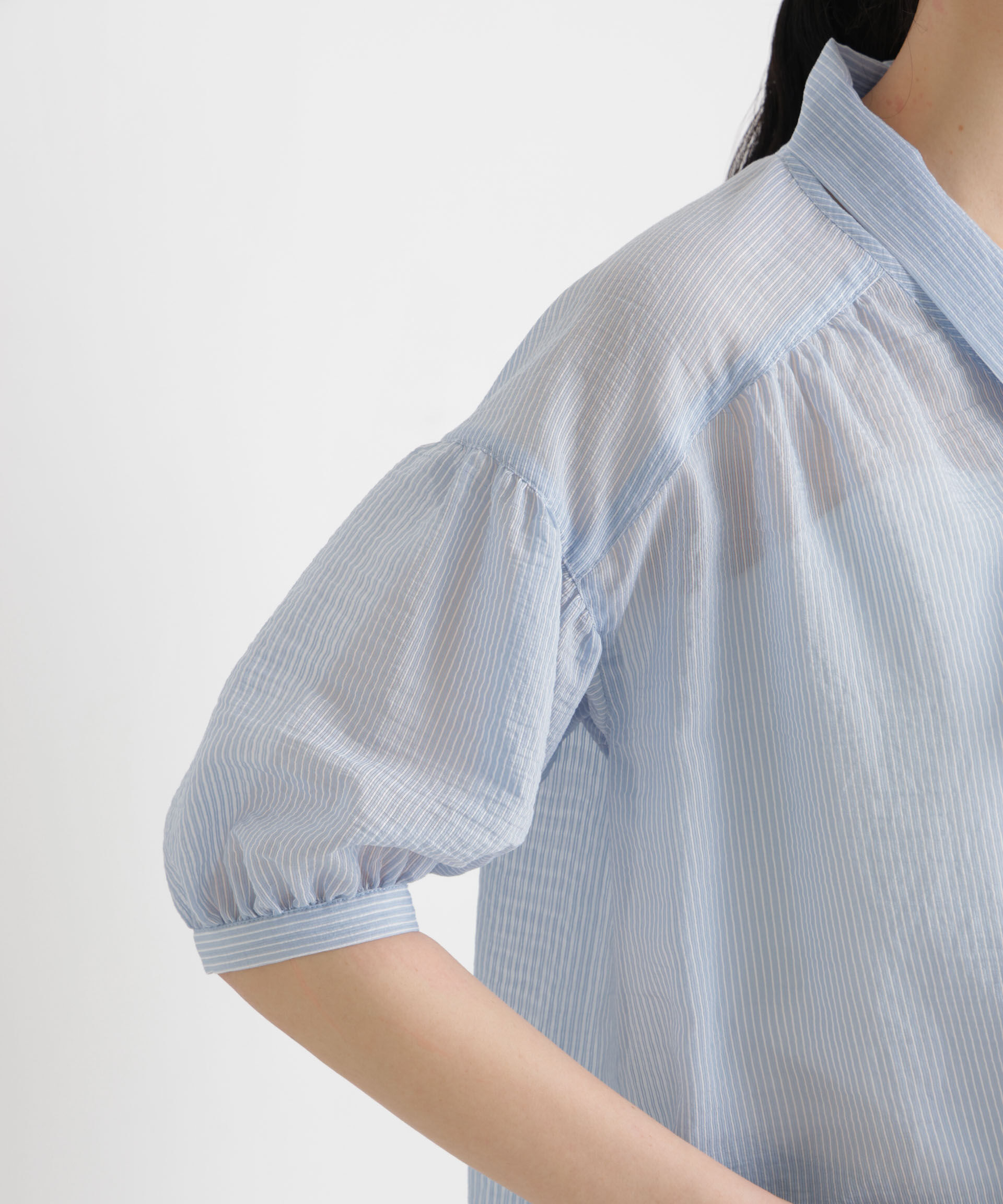 nano･universe「シアーストライプボウタイブラウス」|シャツ・ブラウス|