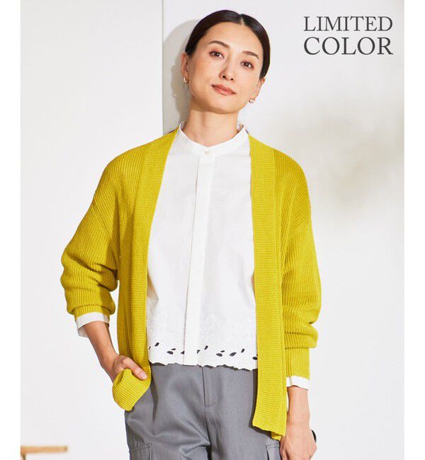 自由区「【WEB限定カラーあり・洗える】リネンミドルゲージニット カーディガン」|カーディガン|[WEB限定]ﾋﾟｽ