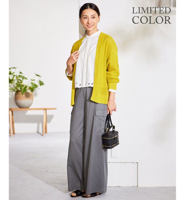 自由区「【WEB限定カラーあり・洗える】リネンミドルゲージニット カーディガン」|カーディガン|