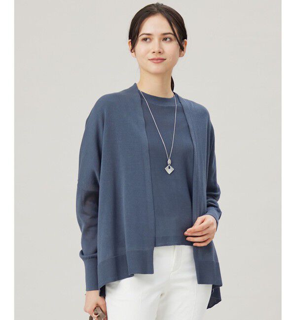 自由区「【アンサンブル対応・洗える】ドライシアーファインゲージ カーディガン」|カーディガン|ブルーグレー