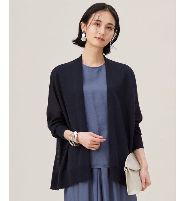 自由区「【アンサンブル対応・洗える】ドライシアーファインゲージ カーディガン」|カーディガン|ネイビー
