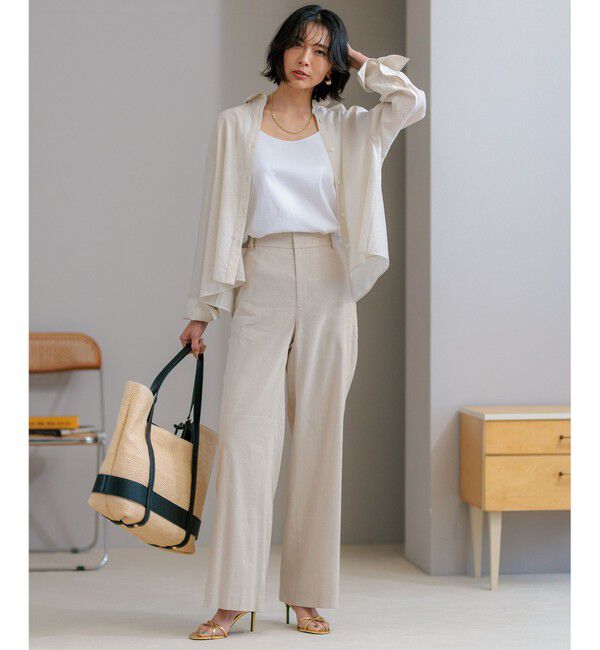 23区「【CLASSY.6月号掲載/洗える】リネンレーヨンストレッチ ワイドパンツ」|その他|
