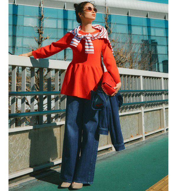 23区「【RED CARD TOKYO&times;23区/VERY3月号掲載】デニム ライン ワイドパンツ」|デニム|