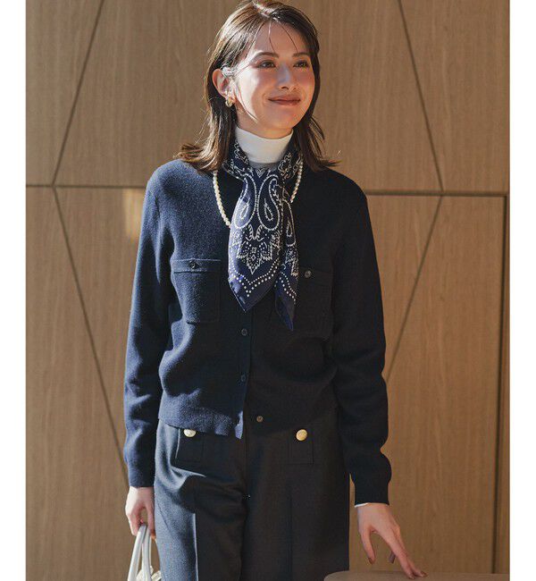 23区「【滝沢眞規子さん着用/Oggi掲載】コットンカシミヤ ポケット カーディガン」|カーディガン|ネイビー系