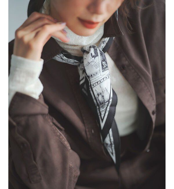 23区「スタンプ柄 シルク ダイヤ スカーフ」|バンダナ・スカーフ|