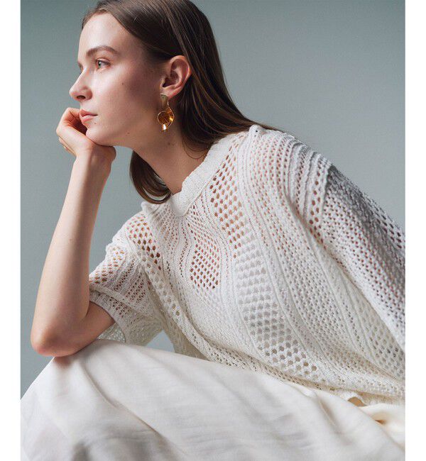 BEIGE,「ATACAM / パターンメッシュ ハーフニット」|ニット・セーター|Ecru