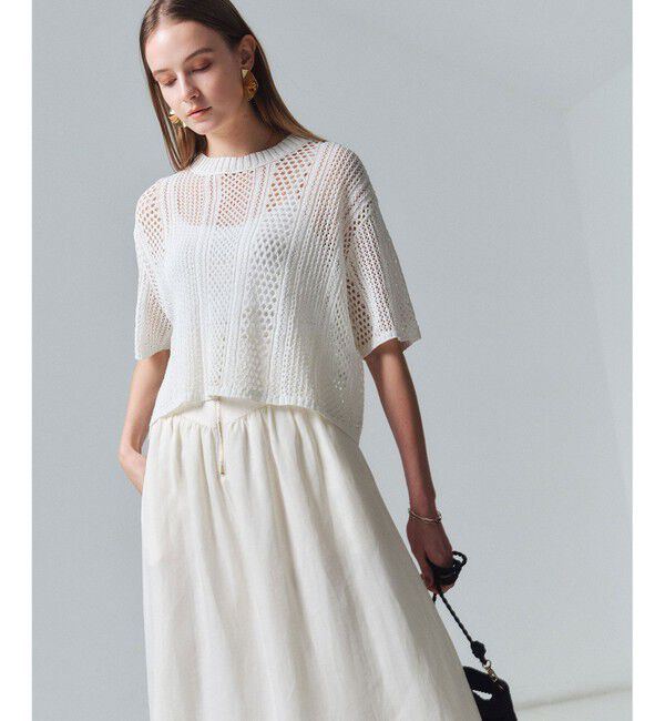 BEIGE,「ATACAM / パターンメッシュ ハーフニット」|ニット・セーター|