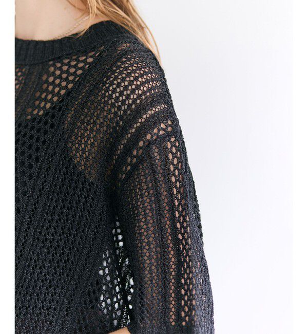 BEIGE,「ATACAM / パターンメッシュ ハーフニット」|ニット・セーター|